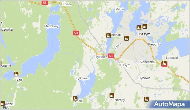 mapa Tylkowo, Tylkowo na mapie Targeo