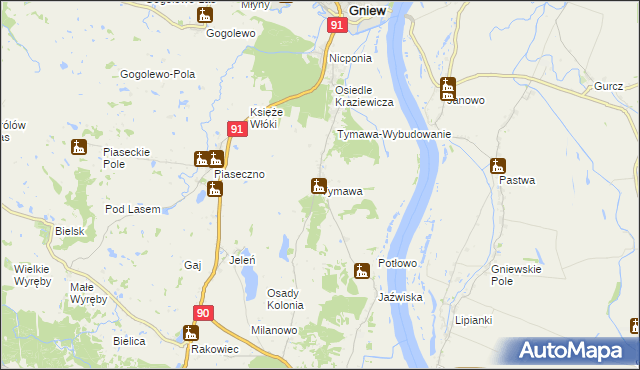 mapa Tymawa gmina Gniew, Tymawa gmina Gniew na mapie Targeo