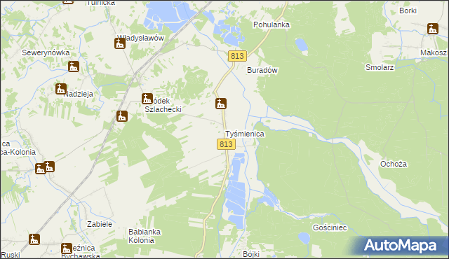 mapa Tyśmienica, Tyśmienica na mapie Targeo