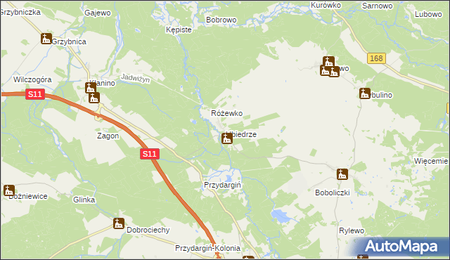 mapa Ubiedrze, Ubiedrze na mapie Targeo