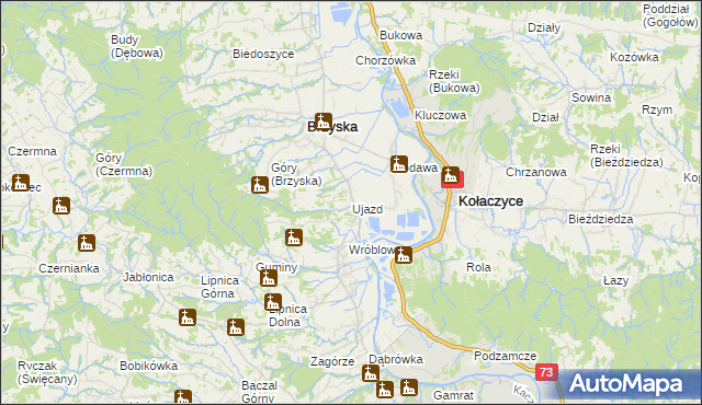 mapa Ujazd gmina Brzyska, Ujazd gmina Brzyska na mapie Targeo