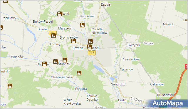 mapa Ujazd powiat tomaszowski, Ujazd powiat tomaszowski na mapie Targeo
