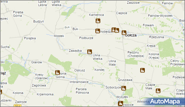 mapa Ulina Wielka, Ulina Wielka na mapie Targeo