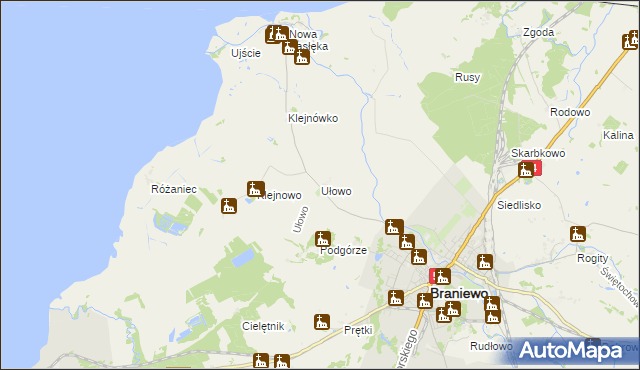 mapa Ułowo, Ułowo na mapie Targeo