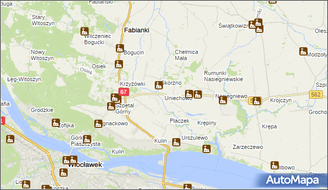 mapa Uniechowo, Uniechowo na mapie Targeo