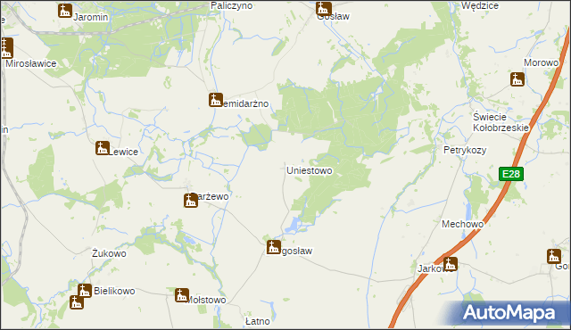 mapa Uniestowo, Uniestowo na mapie Targeo