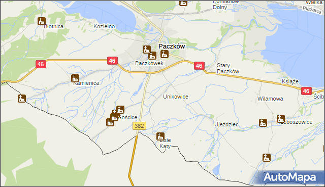 mapa Unikowice, Unikowice na mapie Targeo