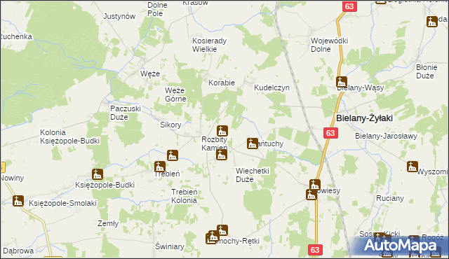 mapa Urbanki gmina Bielany, Urbanki gmina Bielany na mapie Targeo
