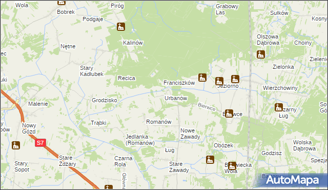 mapa Urbanów, Urbanów na mapie Targeo