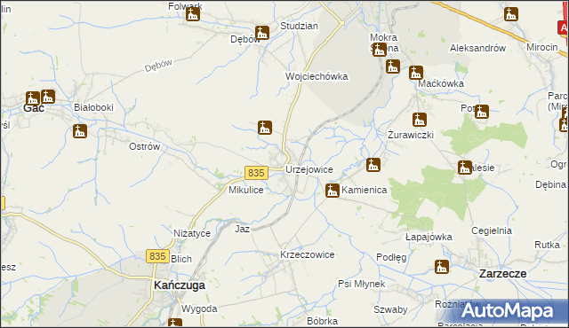 mapa Urzejowice, Urzejowice na mapie Targeo