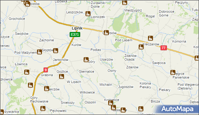 mapa Usarzów, Usarzów na mapie Targeo