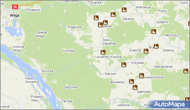 mapa Uścieniec-Kolonia, Uścieniec-Kolonia na mapie Targeo