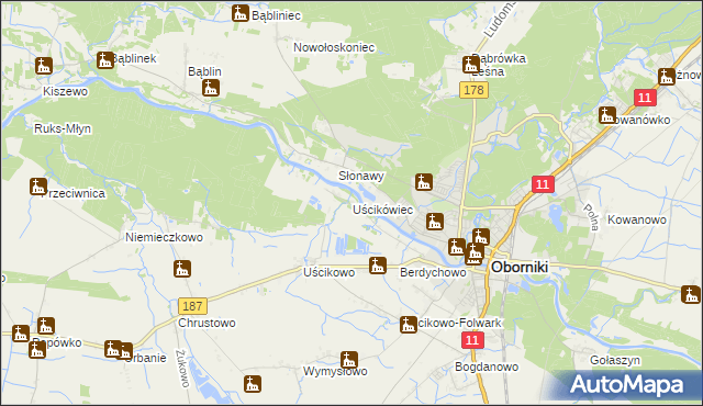 mapa Uścikówiec, Uścikówiec na mapie Targeo