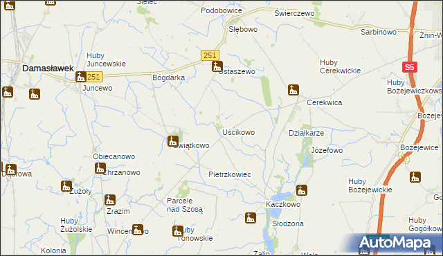mapa Uścikowo gmina Żnin, Uścikowo gmina Żnin na mapie Targeo