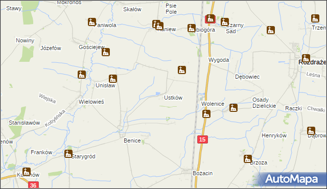 mapa Ustków gmina Krotoszyn, Ustków gmina Krotoszyn na mapie Targeo