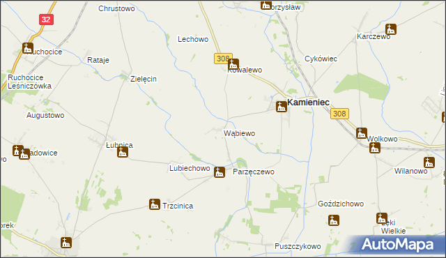mapa Wąbiewo, Wąbiewo na mapie Targeo