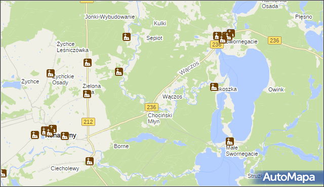 mapa Wączos, Wączos na mapie Targeo