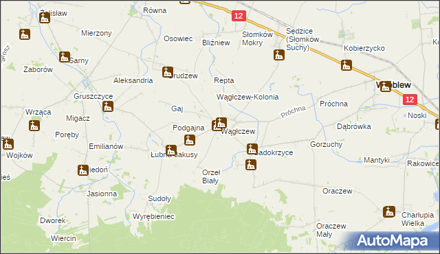mapa Wągłczew, Wągłczew na mapie Targeo