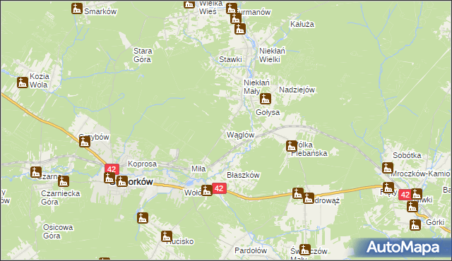 mapa Wąglów, Wąglów na mapie Targeo