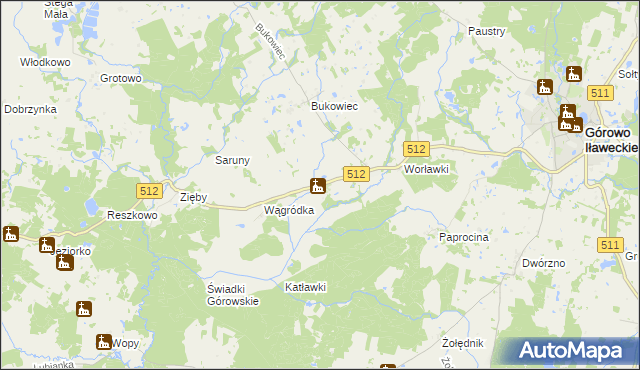 mapa Wągniki gmina Górowo Iławeckie, Wągniki gmina Górowo Iławeckie na mapie Targeo