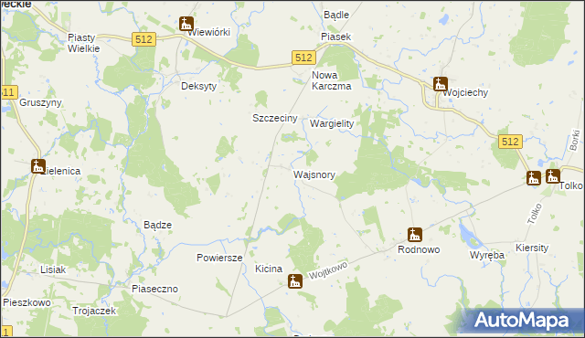 mapa Wajsnory, Wajsnory na mapie Targeo