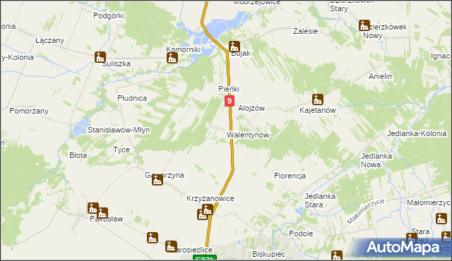 mapa Walentynów gmina Iłża, Walentynów gmina Iłża na mapie Targeo