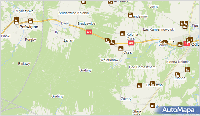 mapa Walerianów gmina Odrzywół, Walerianów gmina Odrzywół na mapie Targeo