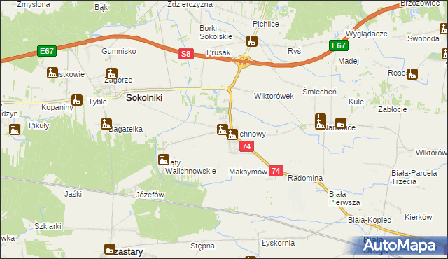 mapa Walichnowy, Walichnowy na mapie Targeo