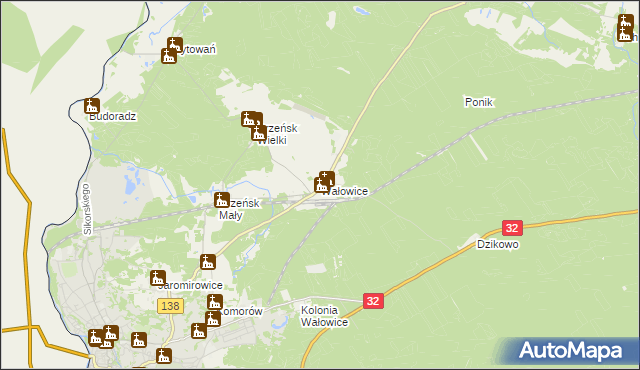 mapa Wałowice gmina Gubin, Wałowice gmina Gubin na mapie Targeo