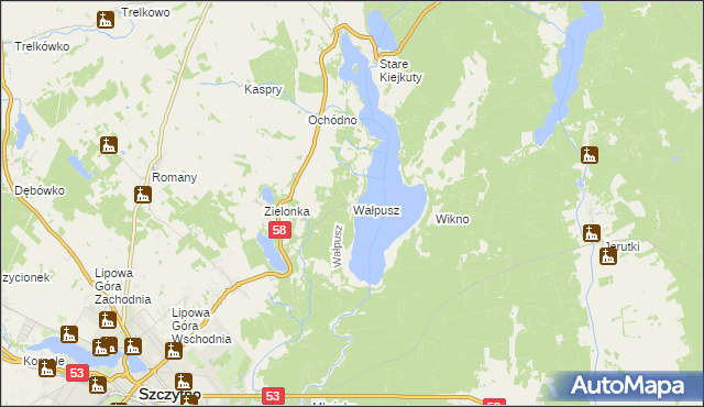 mapa Wałpusz, Wałpusz na mapie Targeo