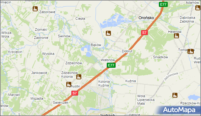 mapa Wałsnów, Wałsnów na mapie Targeo