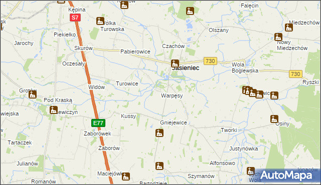 mapa Warpęsy, Warpęsy na mapie Targeo
