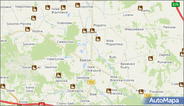 mapa Warszyce, Warszyce na mapie Targeo