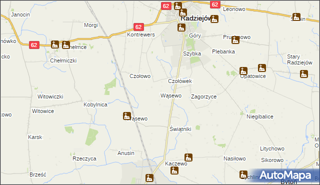 mapa Wąsewo gmina Radziejów, Wąsewo gmina Radziejów na mapie Targeo