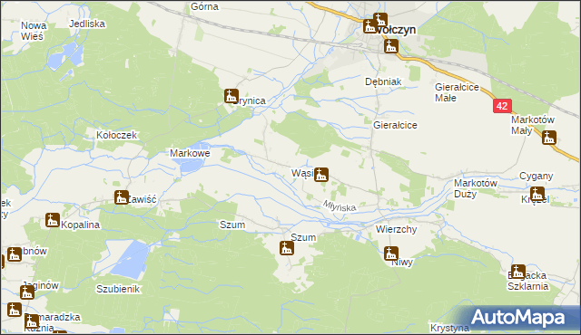 mapa Wąsice, Wąsice na mapie Targeo