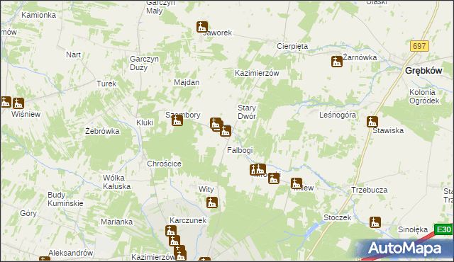 mapa Wąsy, Wąsy na mapie Targeo