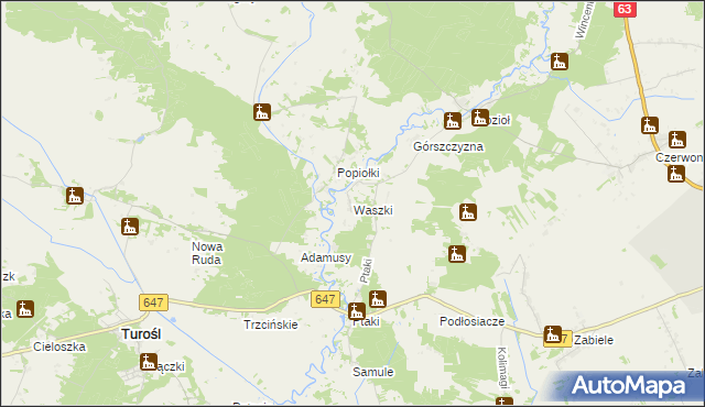 mapa Waszki, Waszki na mapie Targeo