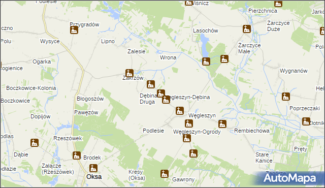 mapa Węgleszyn-Dębina, Węgleszyn-Dębina na mapie Targeo