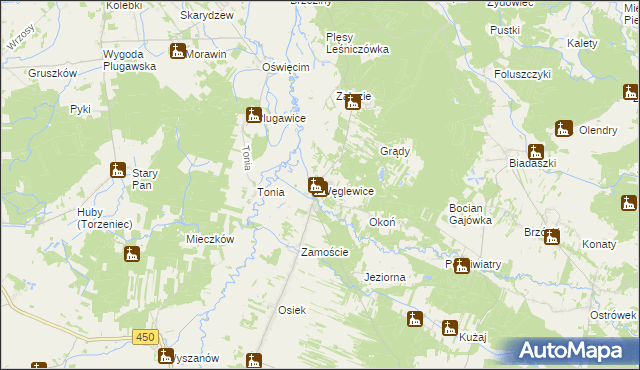 mapa Węglewice gmina Galewice, Węglewice gmina Galewice na mapie Targeo