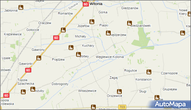 mapa Węglewice-Kolonia, Węglewice-Kolonia na mapie Targeo
