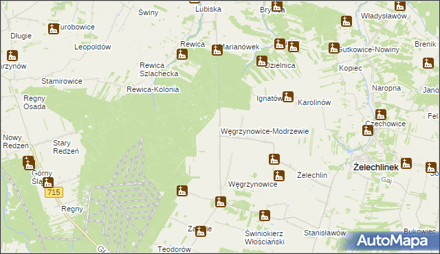 mapa Węgrzynowice-Modrzewie, Węgrzynowice-Modrzewie na mapie Targeo