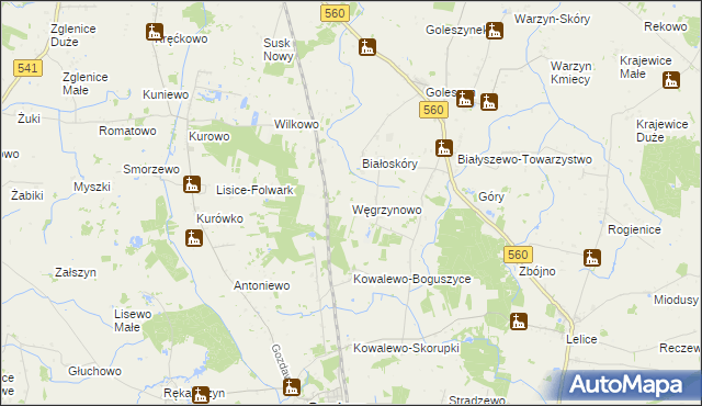 mapa Węgrzynowo gmina Gozdowo, Węgrzynowo gmina Gozdowo na mapie Targeo