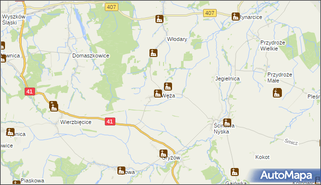 mapa Węża, Węża na mapie Targeo