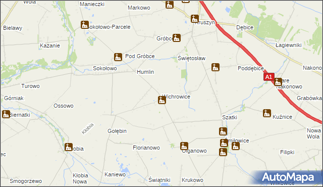 mapa Wichrowice, Wichrowice na mapie Targeo