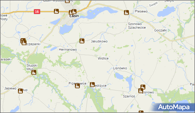mapa Widlice gmina Świecie nad Osą, Widlice gmina Świecie nad Osą na mapie Targeo