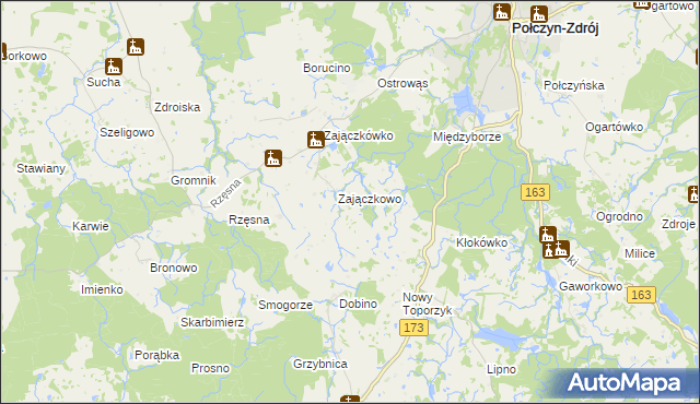 mapa Widów gmina Połczyn-Zdrój, Widów gmina Połczyn-Zdrój na mapie Targeo