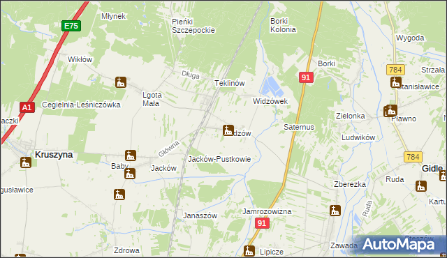 mapa Widzów, Widzów na mapie Targeo