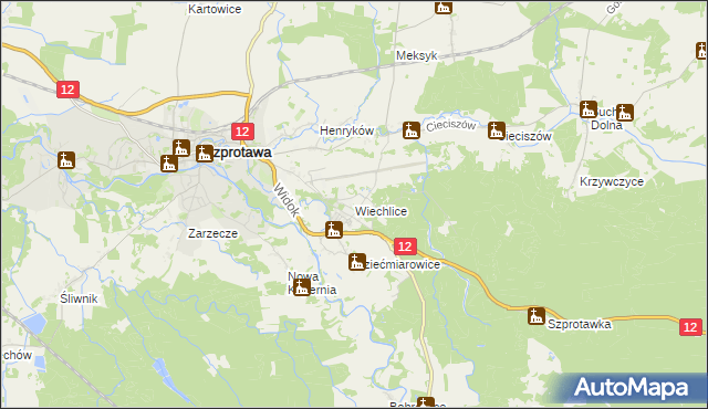 mapa Wiechlice, Wiechlice na mapie Targeo