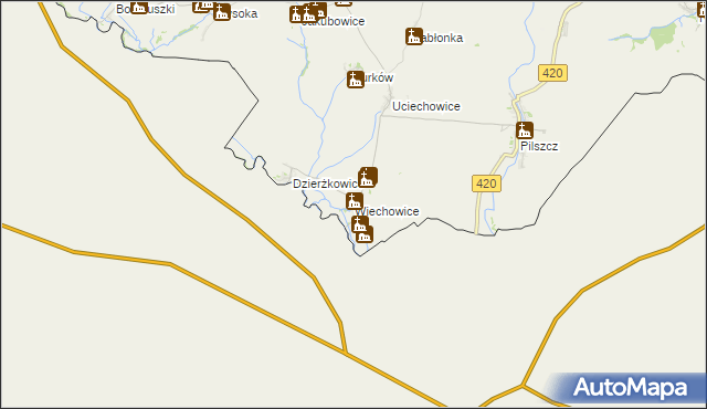 mapa Wiechowice, Wiechowice na mapie Targeo