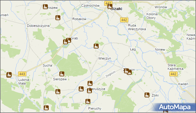 mapa Wieczyn, Wieczyn na mapie Targeo